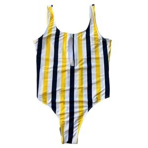 Yellow & Navy Striped Swimsuit💙💛🦋